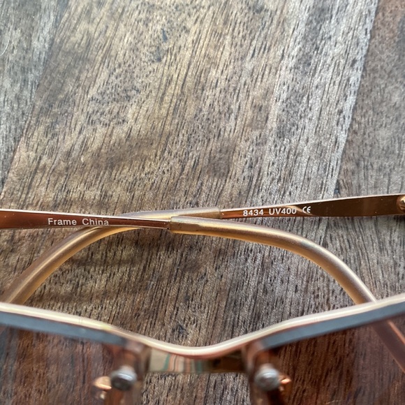 Women’s retro Polaroid UV400 rimless sunglasses Gold tan rectangular lightweight - Picture 3 of 9